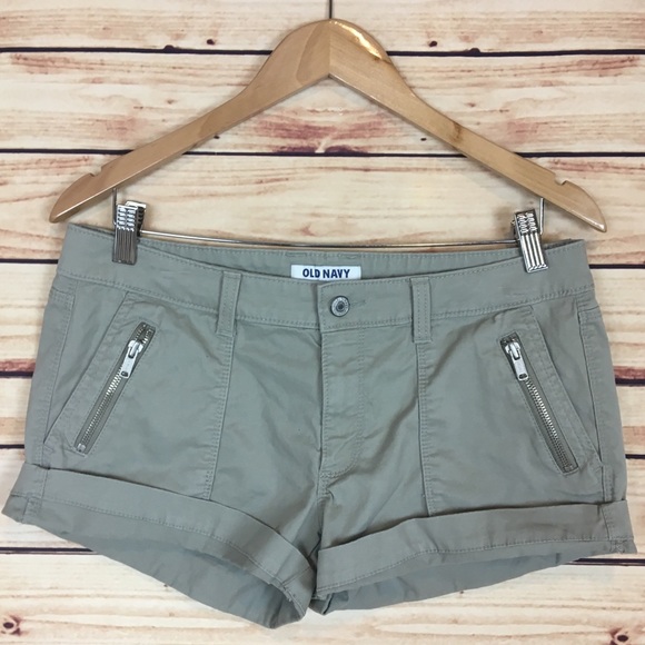 Old Navy Pants - Old Navy Tan Shorts Zipper Details Cuffed Hem 8